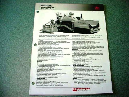 Cedarapids Grayhound CR351 Rubber Tire Paver Brochure