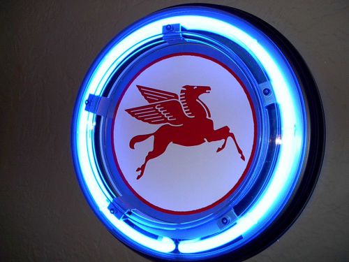 *** mobil pegasus oil gas service station garage man cave neon advertising sign for sale