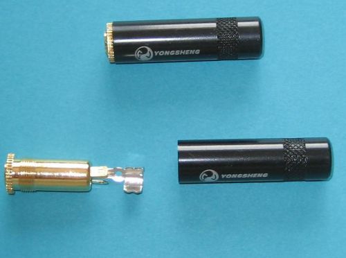 2 PK Genuine Neutrik Rean 3.5mm 3-Pole Jack Gold Contacts and Black Metal Handle