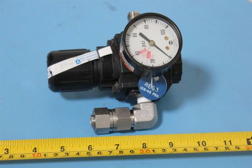 NORGREN PRESSURE REGULATOR W/ GAUGE R73G-2AK-RMN + SWAGELOK FITTINGS