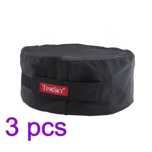 3pcs Pro with Adjustable Strap TINKSKY Mesh Top Skull Cap  Catering Chefs Hat