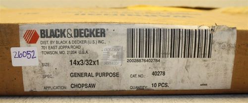 Black &amp; Decker 40278 General Purpose Abrasive Chop Saw Wheel 14&#034;x.105&#034;x1&#034; box of