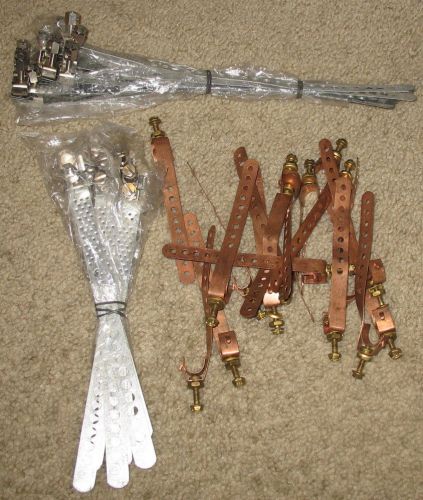 Lot ground pipe clamps satellite galvanized copper straps nuts split wire dish for sale
