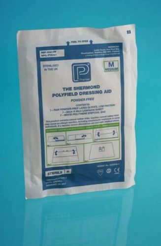 Premier Polyfield Dressing Aid -White Disposable Bag/Latex Gloves Medium Pack 10