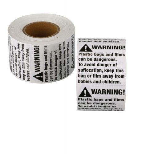 Suffocation warning labels - 1000 plastic bag stickers scs direct, suf free ship for sale