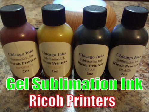 Gel Sublimation Ink for Ricoh Printer Set of 4 Colors of 2oz ea.