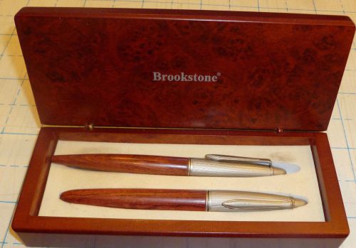 Brookstone Classic Pen Set, Ball Point &amp; Reffil by Minka, Mahogany Box