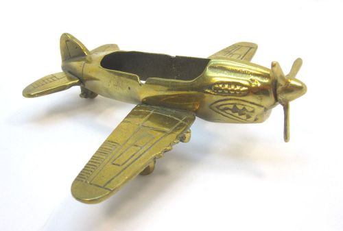Vtg Solid Brass FLYING TIGER Hellcat Airplane MSR Imports Tape Dispenser (parts)