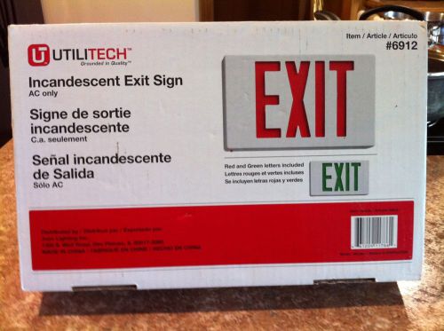 EXIT SIGN INCANDESCENT UTILITECH RED AND GREEN LETTERS AC ONLY NIB FAST SHIPPING