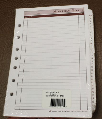 Classic Tabbed Daily Planner 7-RING pages  NSN 7510-01-280-8738 Franklin 3 MONTH