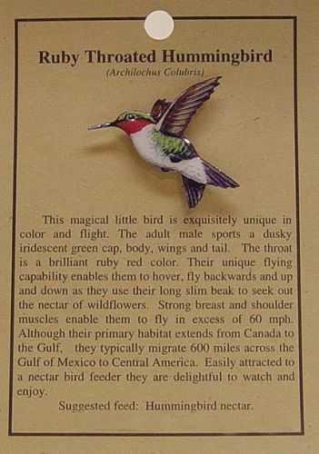 HUMMINGBIRD HAT BIRD PIN LAPEL PINS   FREE U.S. SHIP