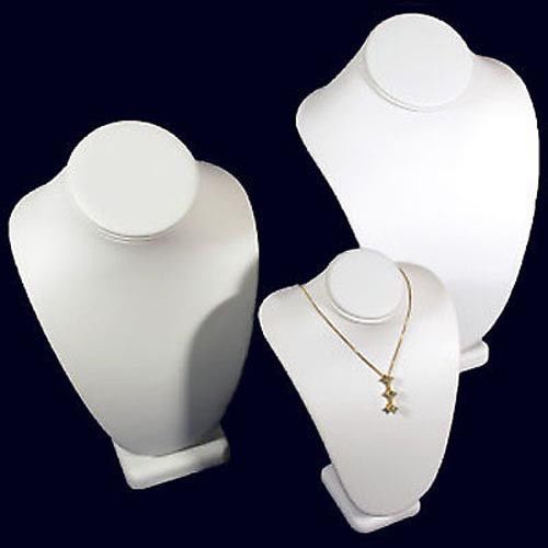 3 white assorted leather necklace jewelry display busts for sale