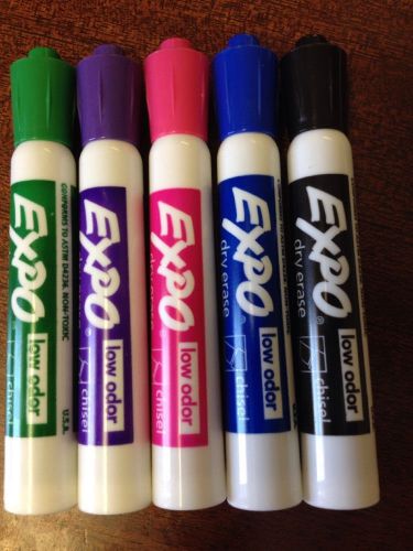 Set Of 5 Expo Low Odor Chisel Tip Dry Erase