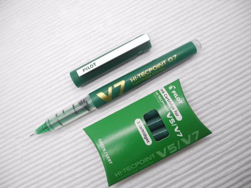 1 pen + 3 Pilot Hi-Tecpoint cartridge system BXC-V7 0.7mm roller pen Green(Japan