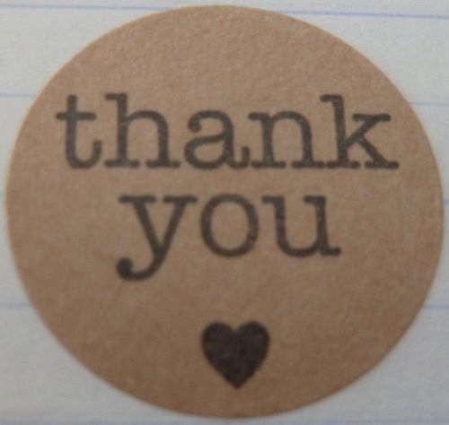 Thank You labels with Heart. Kraft w/black print 1&#034; inch (20 stickers) invoice
