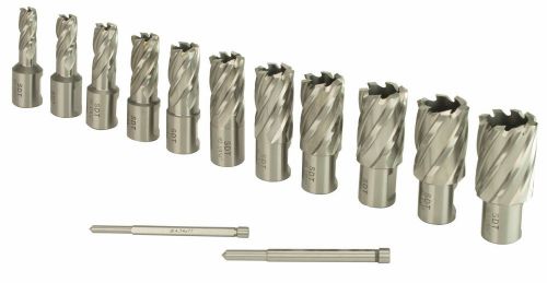 Sdt hss annular cutter 13 pc kit - 1&#034; cut depth 3/4&#034; weldon shank &amp; pilot pin for sale