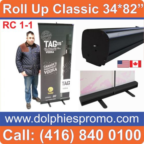 Premium 33&#034; Wide Retractable Trade Show Banner Stand System Signage Display