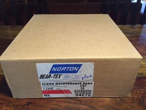 13&#039;&#039; Norton Bear-Tex 54 Line Plus, Red Maintenance Buffing Pads, Case Of 5.