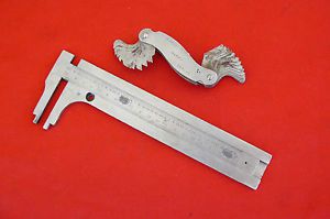 2 vintage starrett tools no. 473 &amp; 1025 screw pitch gage pocket caliper machinis for sale