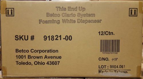 New Betco Clario Foaming White Dispenser 91821-00 Case of 12