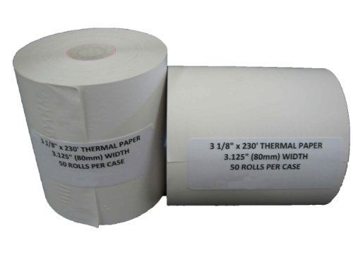 PosPaperRoll Thermal Paper Rolls Pack of 50 Made In USA (3 1/8&#039;&#039; x 230&#039;)