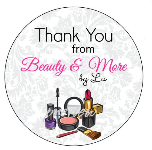 CUSTOMIZED BUSINESS THANK YOU STICKER LABELS  - MAKEUP BEAUTY DESIGN #25