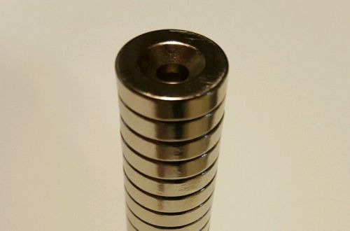 20pcs 15mm x 4mm 19/32&#034;x5/32&#034; Hole 4mm Strong Ring Disc Neodymium Magnet