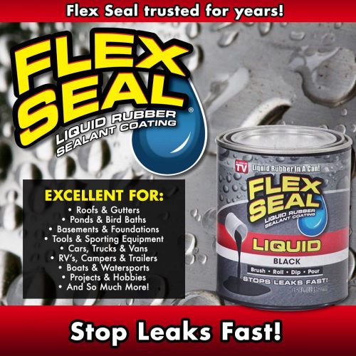 Flex Seal Liquid Rubber 16 OZ  Black  As Seen On Tv Free  Shipping !