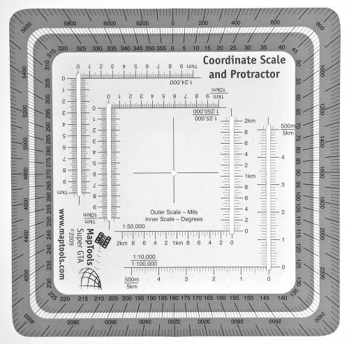 Improved military style mgrs/utm coordinate grid reder and protractor for sale