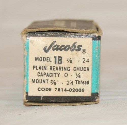 JACOBS Chuck Model 1B 3/8-24 (NOS) Never Used in Original Box, NO Chuck Key