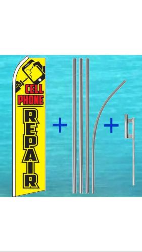 Cell phone repair flutter flag + pole mount kit swooper feather banner sign 1818 for sale