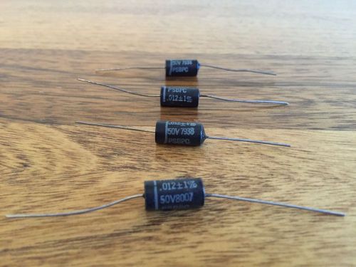 Capacitor .012 uF, 50 V, +-1%, Axial, 7/16&#034; L, 1/4&#034; D (New Old Stock)