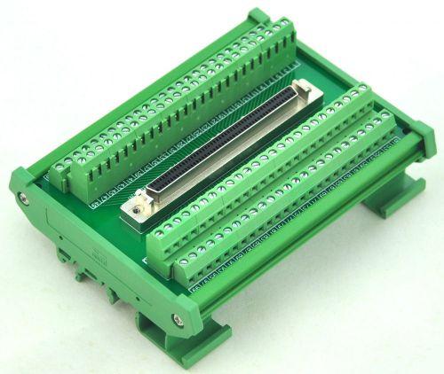 Din rail mount 100-pin half-pitch/0.05&#034; d-sub female interface module, dsub,scsi for sale