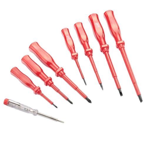 8 pc insulated electricians screwdriver set includes tester- phillips flat head for sale