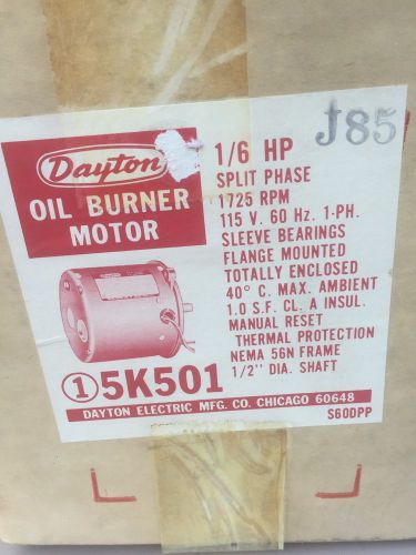 Dayton Oil Burner Motor, 1/6hp, 1725 RPM, Model 5k501