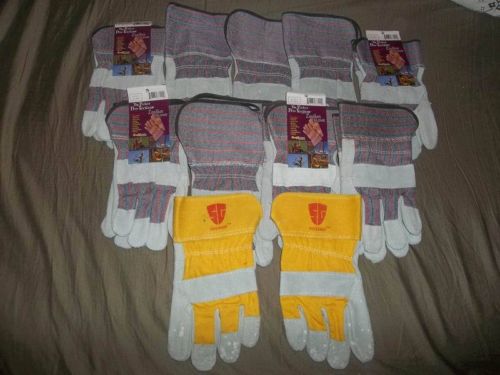 10 MIX Leather Palm Work Gloves Xlarge Size Safety