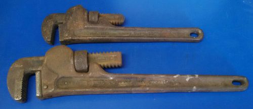 Lot of 2 Vintage Ridgid Pipe Wrenches 14&#034; and 10&#034;