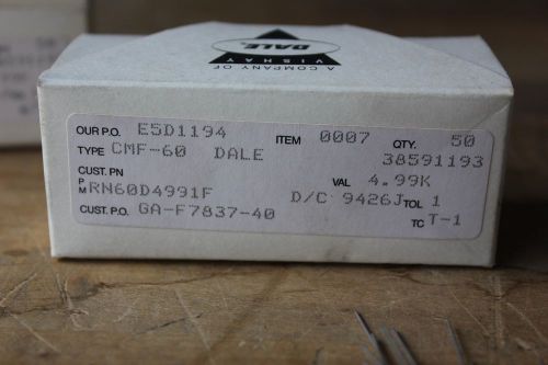 VISHAY DALE RN60D4991F THIN FILM RESISTORS - NEW IN BOX - LOT OF 79PCS