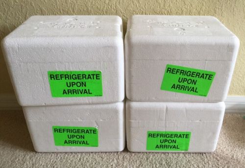 Lot Of 4 INSULATED SHIPPING BOXES Styrofoam Foam Coolers Cold Food 11x9x7.5