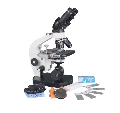 2500x Medical LED Cordless Compound Binocular Microscope w Battery &amp; Slide Kit