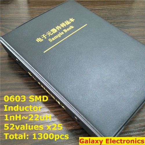 0603 SMD SMT Chip Inductor Assorted Kit 1nH~22uH 52Valuesx25 Sample Book 1300pcs