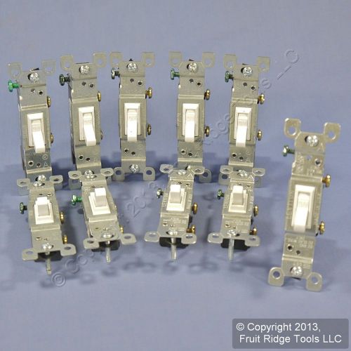 10 White Leviton Residential Grade Toggle Wall Light Switches 15A 120V 1451-2W