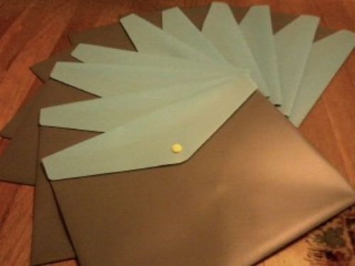 10 ct Poly Snap Envelopes, Letter size, Blue and Gray, extra pocket in back.