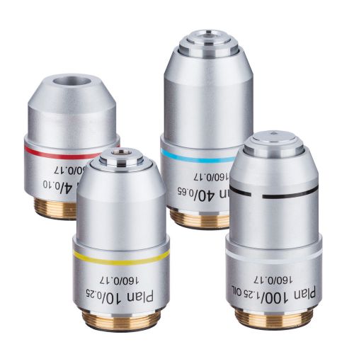 Amscope pax plan objective lens set 4x 10x 40x 100x for sale