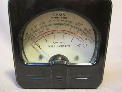 Panel Meter with scales in ohms, volts, millamps AC DC 1 MA Full scale
