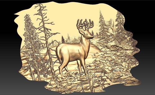 3d stl model for CNC Router mill -Artcam RLF Deer in the forest