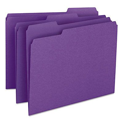 File Folders, 1/3 Cut Top Tab, Letter, Purple, 100/Box, 1 Box, 100 Each per Box