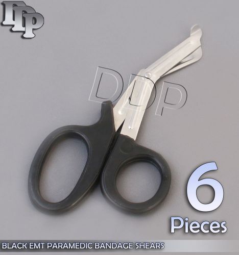 6 Pcs Paramedic Utility Bandage Shear Scissor 7.25&#034; Black Surgical Instruments