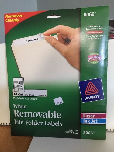 Avery 8066 1/3 Cut White Remove able File Folder Labels