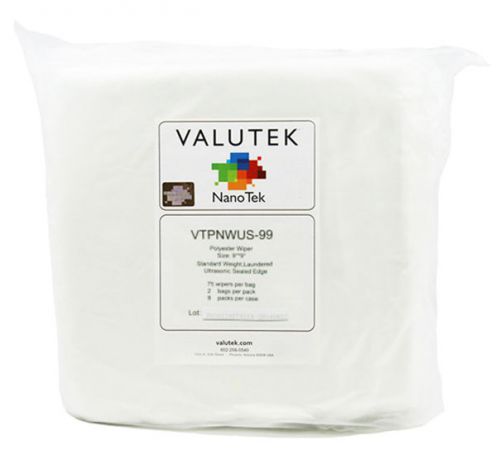 Vtpnwus-99 valutek cleanroom ultrasonic sealed polyester wiper 9&#034;x9&#034;(150 ea/bag) for sale